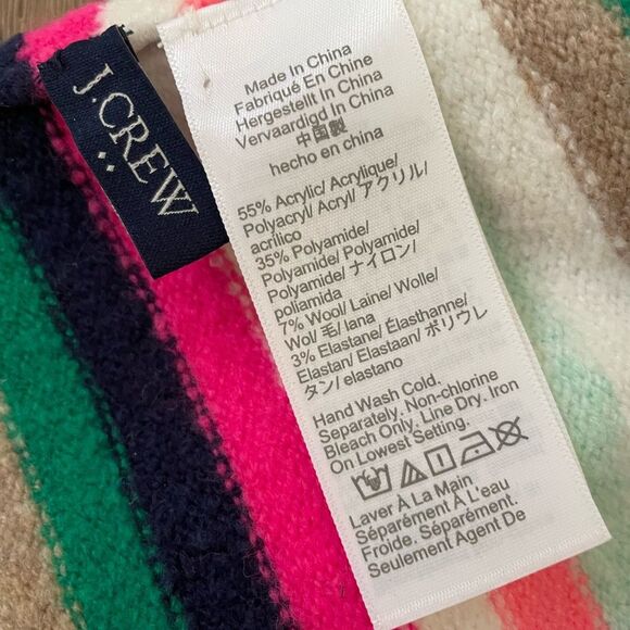 J. Crew Factory Striped Ribbed Cuffed Wool Blend Lightweight Beanie Hat - Picture 4 of 6